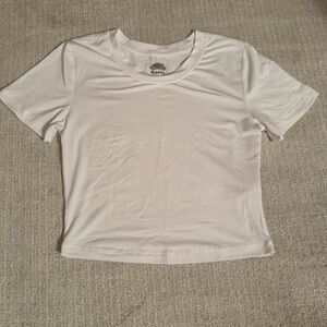 Roots White Crop T-Shirt Short Sleeve Fitted